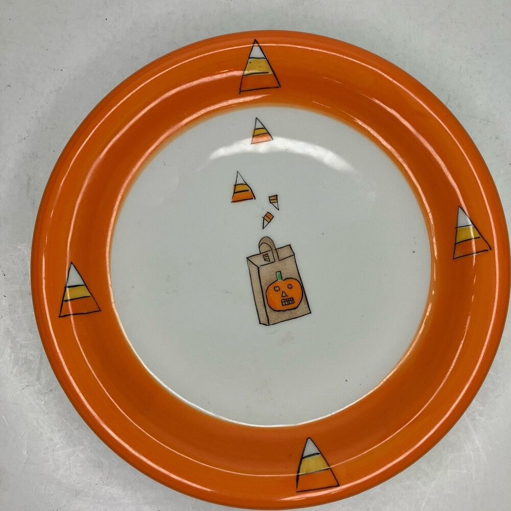 Hausenware Halloween Candy Corn Jack O Lantern Bag 6 Inch Plate Decor